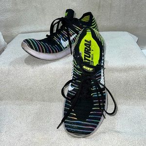 Nike Free RN Run Flyknit Run Nation size 8 Rainbow Stripe Black Trainers